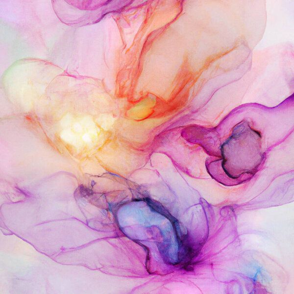 Alcohol ink illustration featuring transparent colors with hints of glitter and texture. Soft and pretty and useful as a background or wallpaper.