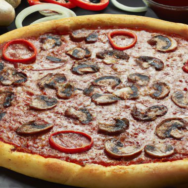 Büyük boy peperonili pizzanın yemek çizimi, popüler bir yemek seçimi..