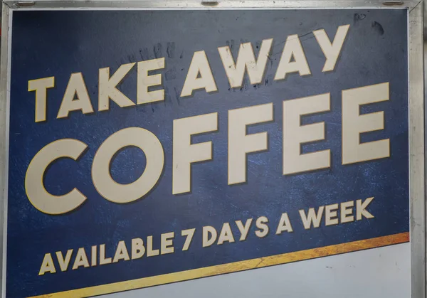 Takeaway coffee sign in a city street in Australia