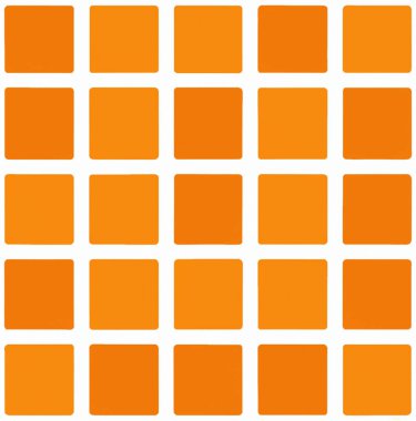 Kare içinde bembeyaz turuncu karelerin pürüzsüz desenli, modaya uygun bir kumaş örneği..