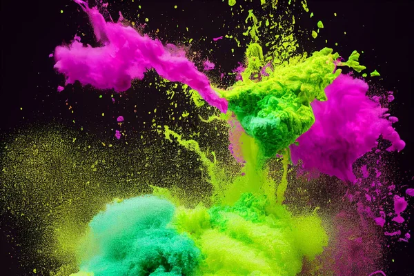 Bright and colorful ink splash explosion. An illustrative background with many digital uses.