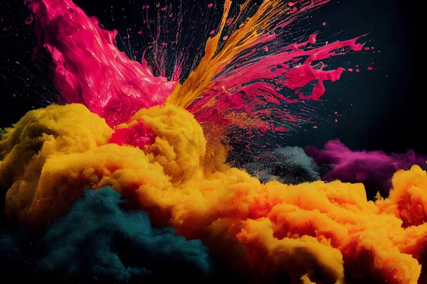 Яркий Красочный Взрыв Чернил Иллюзорный Фон Множеством Цифровых Применений Стоковое Изображение
