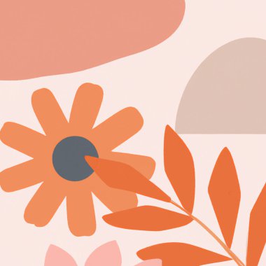 Zarif, sessiz renk paleti olan modaya uygun grafik çizimi. Minimilistik Boho çiçek tarzı..