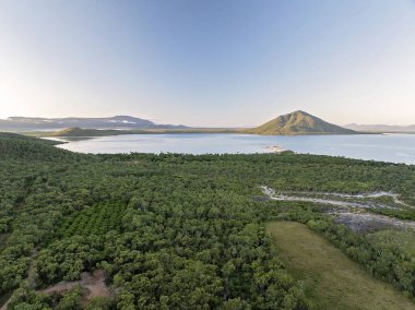 Sabahın erken saatlerinde güneş ışığı Queensland manzarasının dokusunu vurgular..