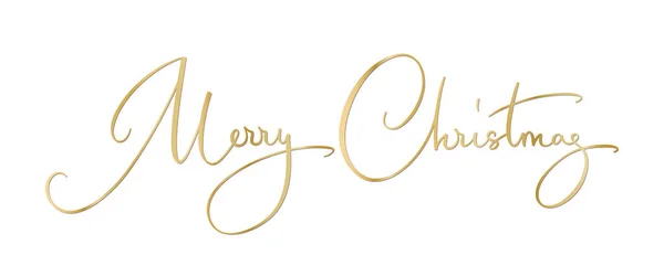 Feliz Navidad Texto Escrito Mano Golden Merry Cartas Navidad Aisladas — Vector de stock