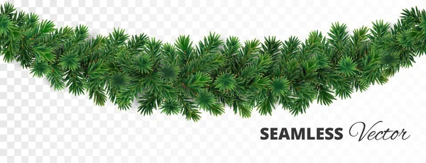 Sömlös Julgran Dekoration Pinjeträd Realistiska Vektorgrenar Gräns För Semesterbanderoller Affischer Stockillustration