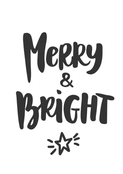 Egyszerű Karácsonyi Üdvözlőlap Kézzel Rajzolt Szöveg Ünnepi Szimbólumok Elszigetelt Fehér — Stock Vector