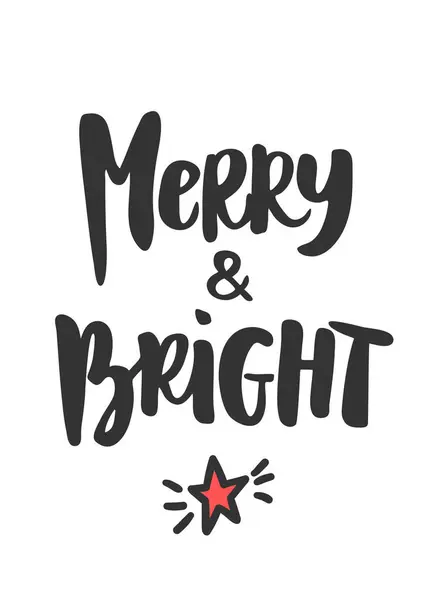 Einfache Weihnachtskarte Handgezeichneter Text Und Sternsymbol Isoliert Auf Weiß Winterliche — Stockvektor