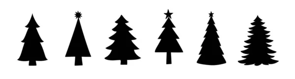 Noel Ağaçlarının Siluetleri Vektör Çizimi Firavun Ağacı Şekilleri Beyaza Izole — Stok Vektör