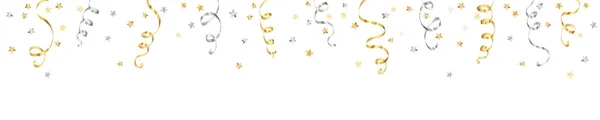 Fond Célébration Avec Rubans Isolés Sur Blanc Confettis Tombants Frontière — Image vectorielle