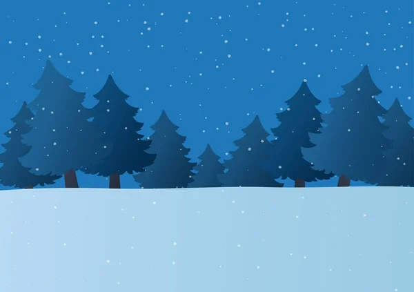 Geceleri Orman Kar Yağışı Olan Kış Manzarası Karda Çizilmiş Noel — Stok Vektör