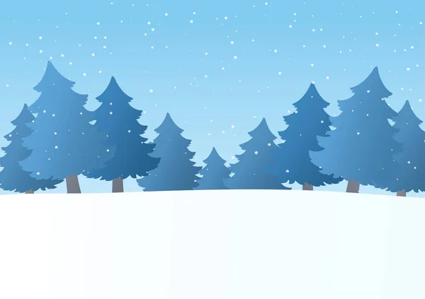 Orman Kar Yağışlı Kış Manzarası Karda Çizilmiş Noel Ağaçları Tatil — Stok Vektör