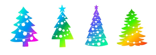 Ilustração Árvore Natal Cor Fundo Gradiente Vibrante Símbolo Árvore Abeto —  Vetores de Stock
