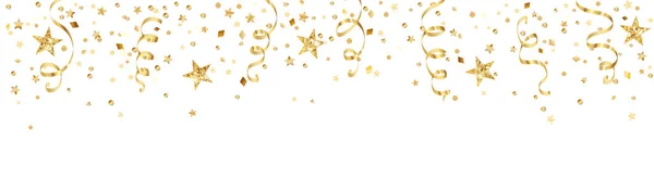 白で隔離された装飾と祝賀の背景 ホリデー ボーダーに落ちる お祝い ゴールデンフレーム クリスマス 新年のバナー 誕生日や結婚式の招待状 パーティーのチラシのため ベクター — ストックベクタ