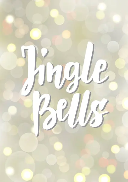 Noel Kartı Jingle Bells Çizimi Metin Parlayan Işıklar Arka Planda — Stok Vektör
