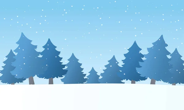 Winterlandschap Met Bos Sneeuw Cartoon Kerstbomen Een Sneeuw Vakantie Seizoen Rechtenvrije Stockillustraties