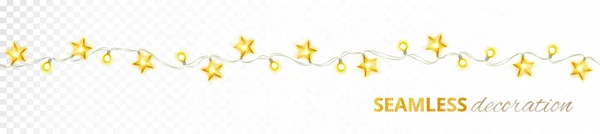Decoração Estrelas Brilhantes Isolado Branco Luzes Estreladas Borda Sem Costura — Vetor de Stock
