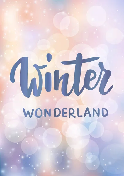 Świąteczna Kartka Winter Wonderland Ręcznie Rysowane Tekst Streszczenie Tła Zimy — Wektor stockowy