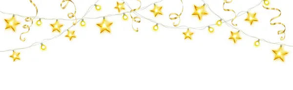 輝く星のフレームの装飾は白で分離しました 星のライトボーダー 休日の装飾ベクターのイラスト 党ポスター クリスマスまたは誕生日カード 結婚式の設計のための背景 — ストックベクタ