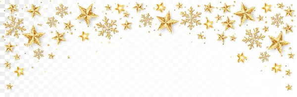 Noel Parıltısı Çerçevesi Yıldızlar Kar Taneleri Altın Madalyalı Tatil Afişi — Stok Vektör