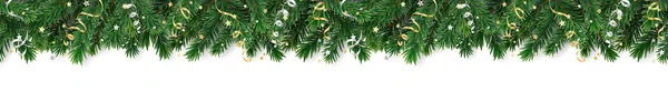 Vánoční Stromeček Hladké Dekorace Izolované Bílém Evergreen Strom Konfetami Stuhami — Stockový vektor