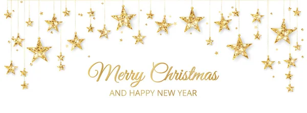 Πανό Διακοπών Χρυσή Διακόσμηση Χριστουγεννιάτικα Γκλίτερ Σύνορα Εορταστικό Διανυσματικό Φόντο Εικονογράφηση Αρχείου