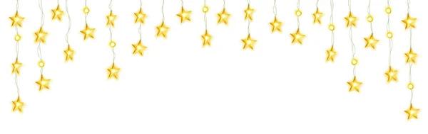Estrelas Brilhantes Moldura Decoração Isolada Branco Luzes Estreladas Fronteira Ilustração Ilustração De Stock