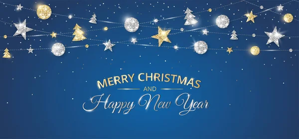 Bannière Noël Vectorielle Avec Décorations Joyeux Noël Bonne Année Texte Vecteurs De Stock Libres De Droits