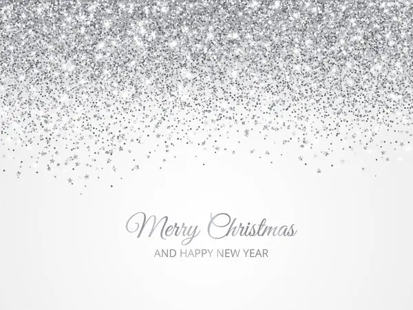 Boldog Karácsonyt Szilveszteri Hátteret Ezüst Csillámos Dekoráció Lehulló Por Textúra Stock Illusztrációk