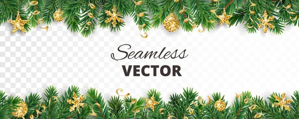 Vector Kerst Decoratie Geïsoleerd Witte Achtergrond Naadloze Vakantie Rand Frame Rechtenvrije Stockvectors