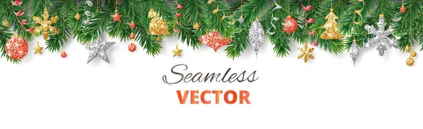 Vector Weihnachtsdekoration Isoliert Auf Weißem Hintergrund Nahtlose Urlaubsbordüre Rahmen Mit Vektorgrafiken