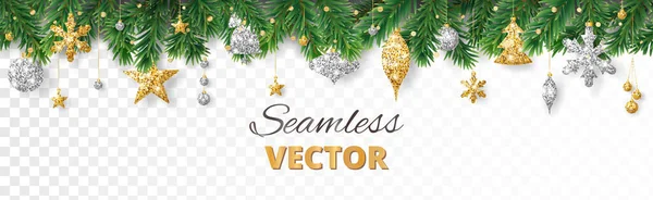 Vector Weihnachtsdekoration Isoliert Auf Weißem Hintergrund Nahtloser Urlaubsrand Rahmen Mit lizenzfreie Stockillustrationen