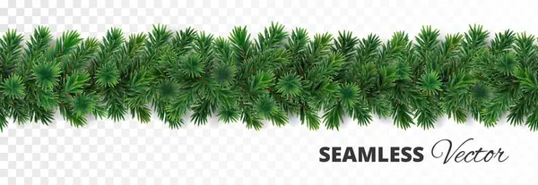 无缝隙圣诞树装饰 松树花环 现实的矢量分支 假日横幅 促销活动的边界 图库插图