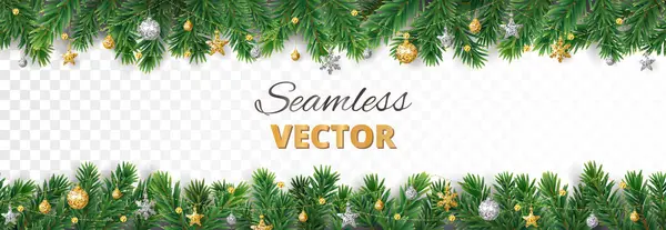 Vector Kerst Decoratie Geïsoleerd Witte Achtergrond Naadloze Vakantierand Lijst Met Rechtenvrije Stockvectors