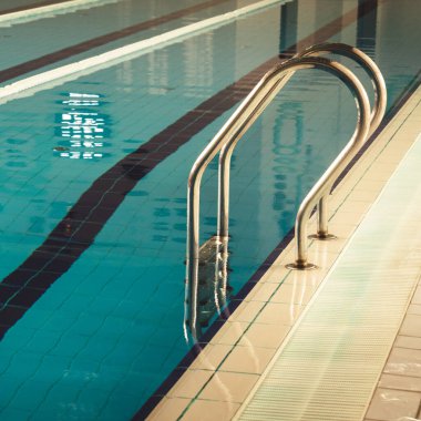 Empty Indoor swimming pool with swim lanes.