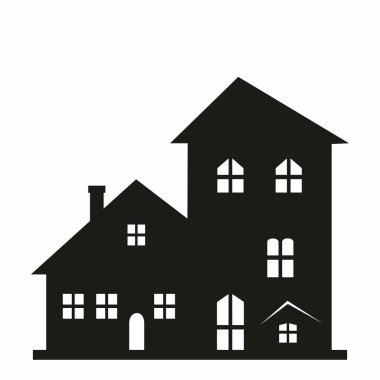 House, apartment, articulated building , black silhouette, vector symbol