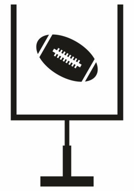 Amerikan futbolu, siyah sembol, vektör simgesi, top ve kale direği