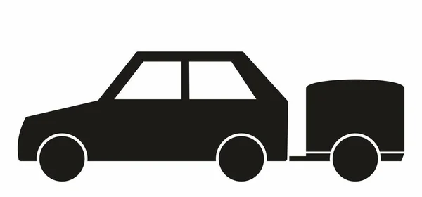 Fekete Autó Pótkocsival Teherszállítás Sziluett Web Vektor Szimbólum Vektor Grafikák