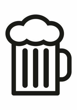 Bir bardak bira, pint, siyah web sembolü, vektör simgesi