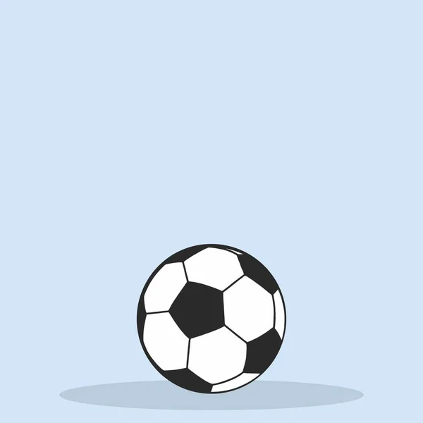 Soccer Ball Shadow Sports Equipment Black White Illustration Blue Background — Stock Vector