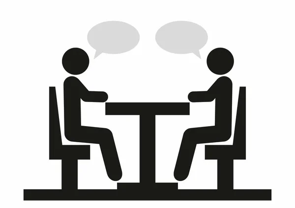 Συνέντευξη Εργασίας Κάθεται Μιλάμε Άνθρωποι Φούσκα Σύμβολο Web Μαύρο Εικονίδιο — Διανυσματικό Αρχείο