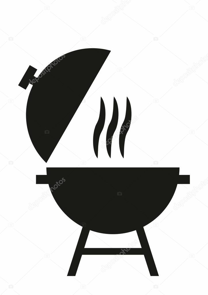 Grill, outdoor garden grilling, web icon, symbol, vector, black illustration