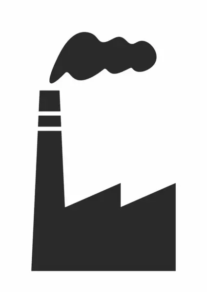Factory Industrial Hall Smokestack Simple Black Silhouette Web Symbol Vector — Stock Vector