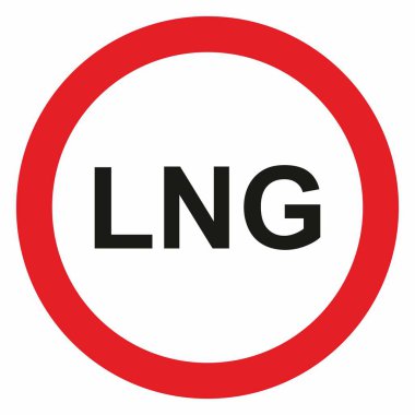 LNG taşımacılığının yasaklanması, LNG araçlarının girişinin yasaklanması, yol işareti, trafik işareti, yeraltı garajlarına park yasağı sıvılaştırılmış doğal gaz, vektör