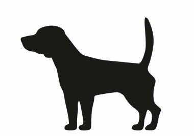 Köpeğin siyah silueti, vektör simgesi, sembol. 
