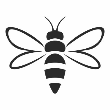 Arı ya da eşek arısı, böcek, siyah siluet, şablon, dövme, vektör simgesi, sembol