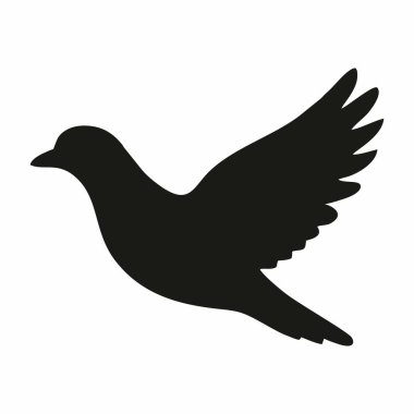 Uçan kuş, siyah siluet, güvercin, güvercin, soyut hayvan, duvardaki ya da camdaki etiket, kuşları çarpışma vektör sembolünden korur.