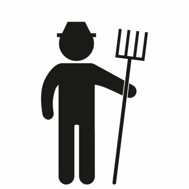 Yaba, çiftçi, insan, siyah siluet, tarımsal araç, web vektör simgesi, sembol