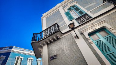 Quartier tarihi Las Palmas Grande Kanaryaları. Yüzler de maisons renkleri. 