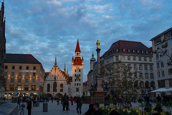Мюнхен Бавария Германия Апреля 2023 Года Центральная Площадь Мариенплац Мюнхене — стоковое фото